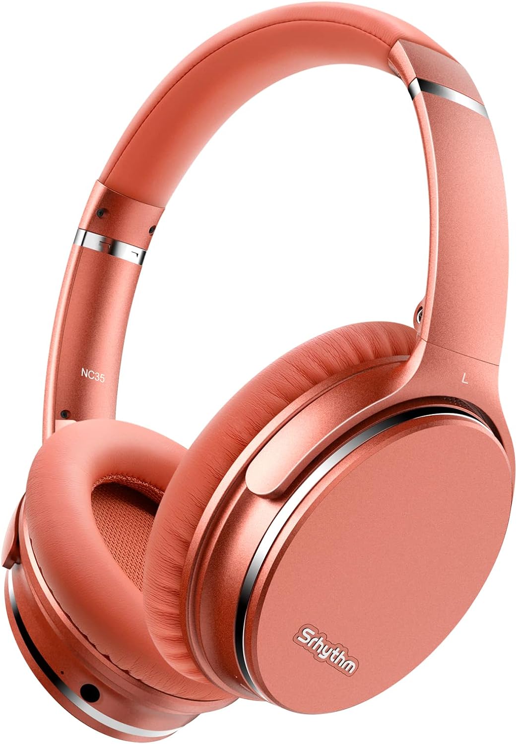 Srhythm NC35 Noise Cancelling Headphones Wireless Bluetooth 5.0, Fast Charge Over Ear Lightweight Headset with Microphones,Mega Bass 50+ Hours’ Playtime Pack of 2
