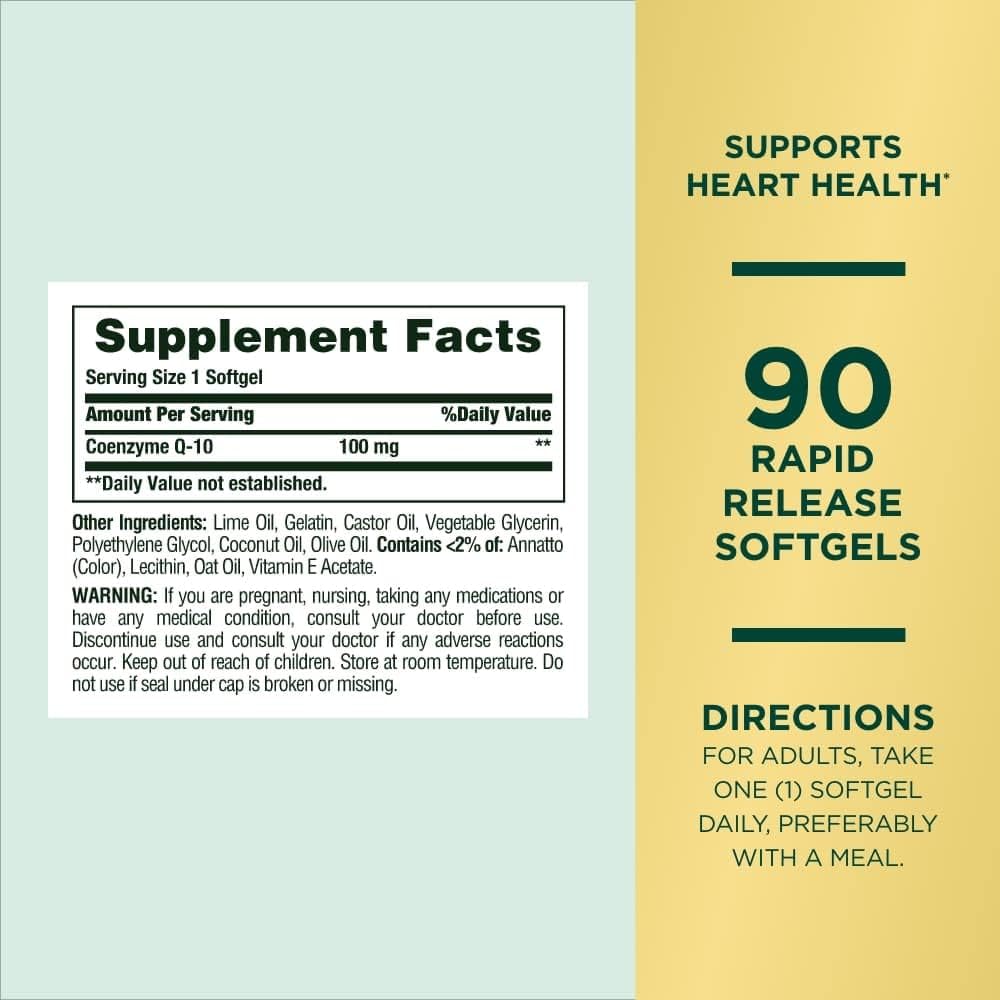 Nature’s Bounty Advanced Triple Absorb Co Q-10, Heart Health, Rapid Release Softgels, 90 Ct Pack of 2