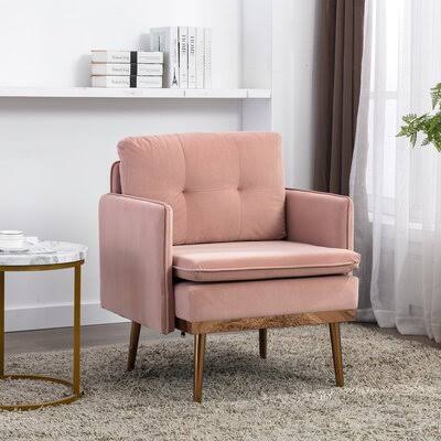 30.71”Velvet Sofa , Accent Sofa .Loveseat Sofa with Stainless Feet Mercer41 Fabric: Pink Velvet