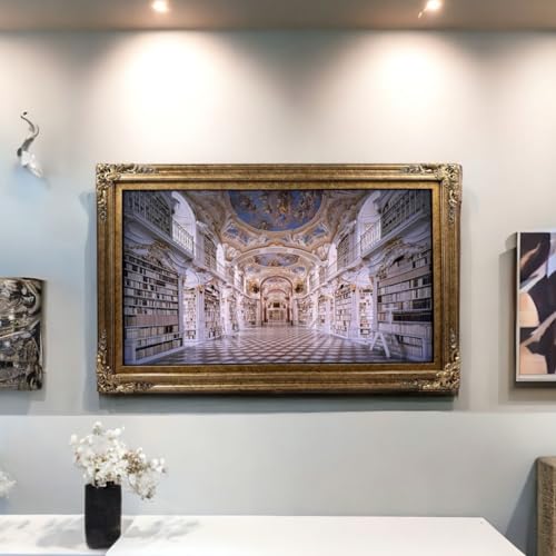 TV frame for Samsung The Frame TV, fits 32, 43, and 50 inch TVS. Marble Gold Finish (not for use with other models) Handmade wood ornate TV Frame