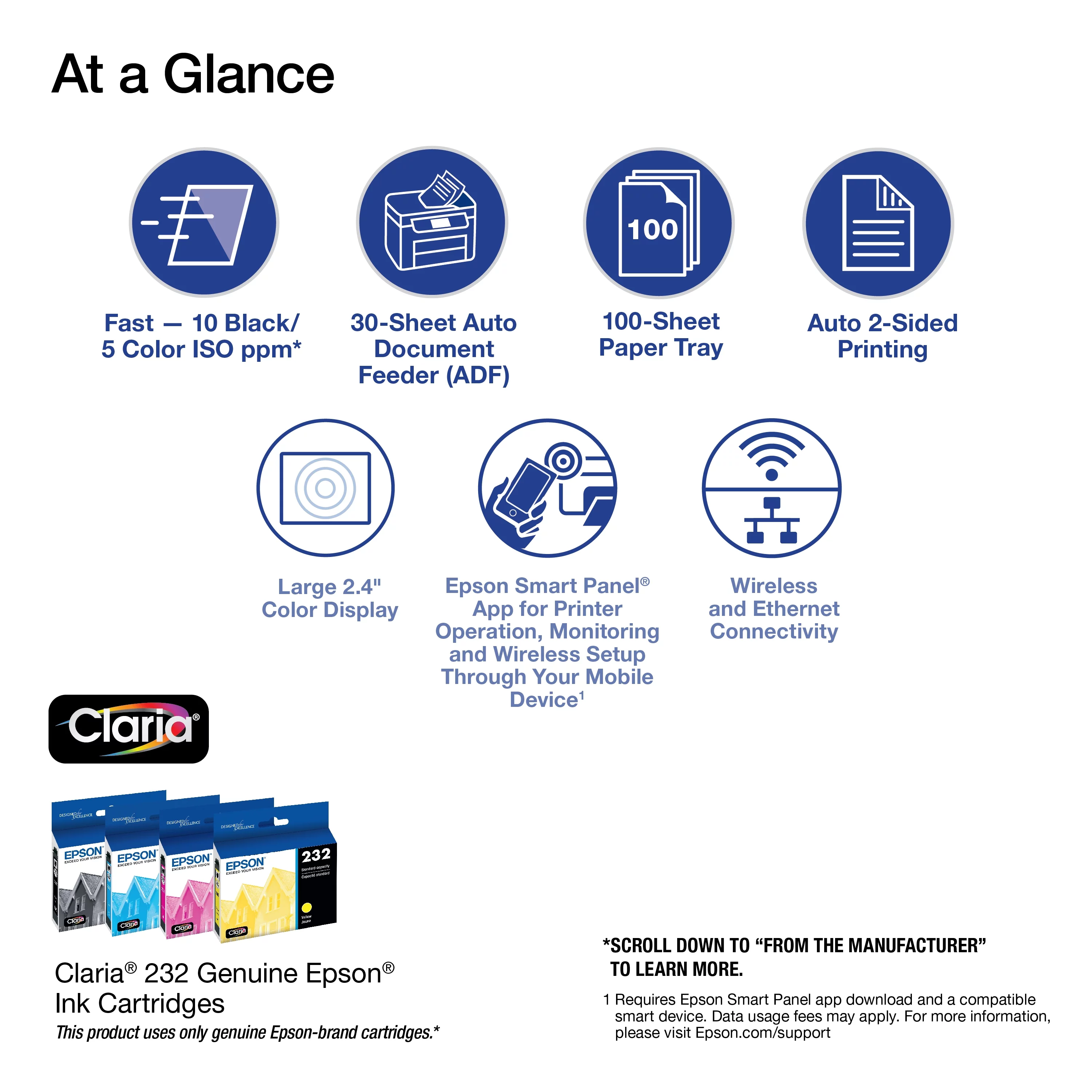 Epson WorkForce WF-2950 All-in-One Wireless Color Printer with Scanner, Copier and Fax