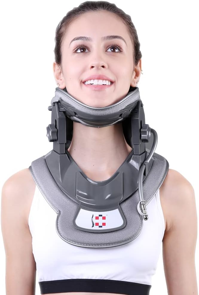 Cervical Neck Traction Device - Neck Pain Relief Device- Stretcher for Home Improved Spine Alignment(Black/Grey)