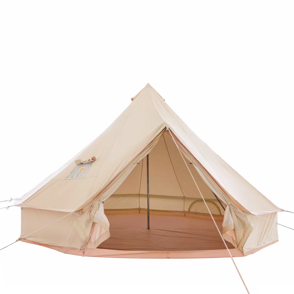 TOMOUNT Canvas Tent Bell Tent Yurt with Stove Jack Zipped Floor for Glamping 10ft/3m Dia 38LBS
