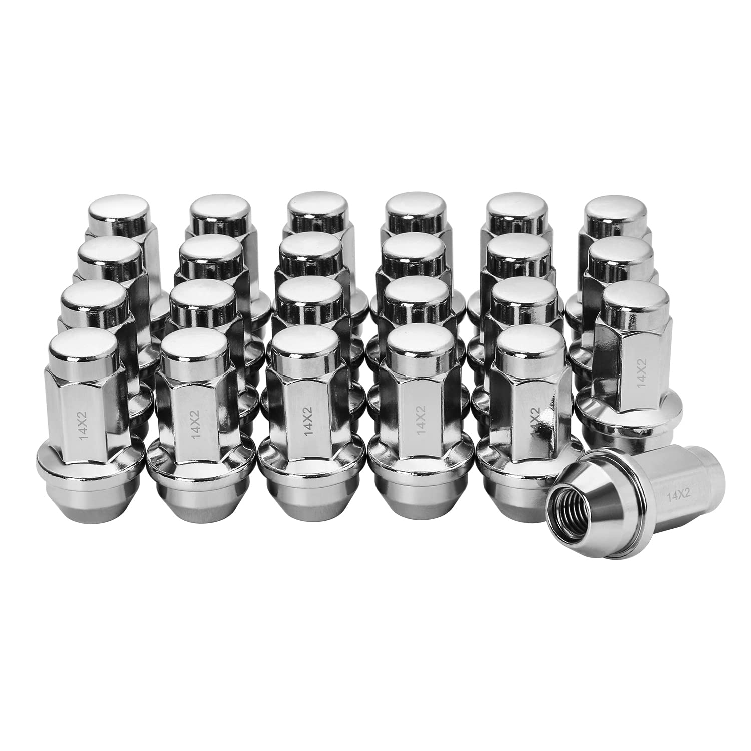 Lichamp 24pcs OEM Lug Nuts 14x2.0 Chrome Original Factory Cone Seat Style M14x2.0 Lugnuts Compatible with 2000-2014 Ford F150 Expedition Lincoln Navigator Wheel Tire Accessories Pack of 2