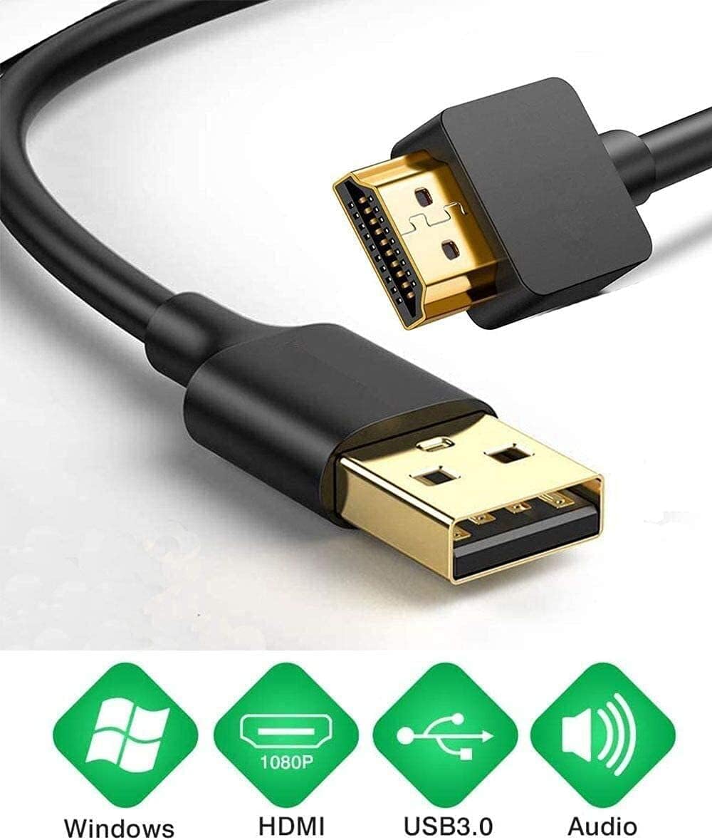 USB to HDMI Adapter Cable for Mac iOS Windows 10/8/7/Vista/XP, USB 3.0 to HDMI Male HD 1080P Monitor Display Audio Video Converter Cable Cord - 2M