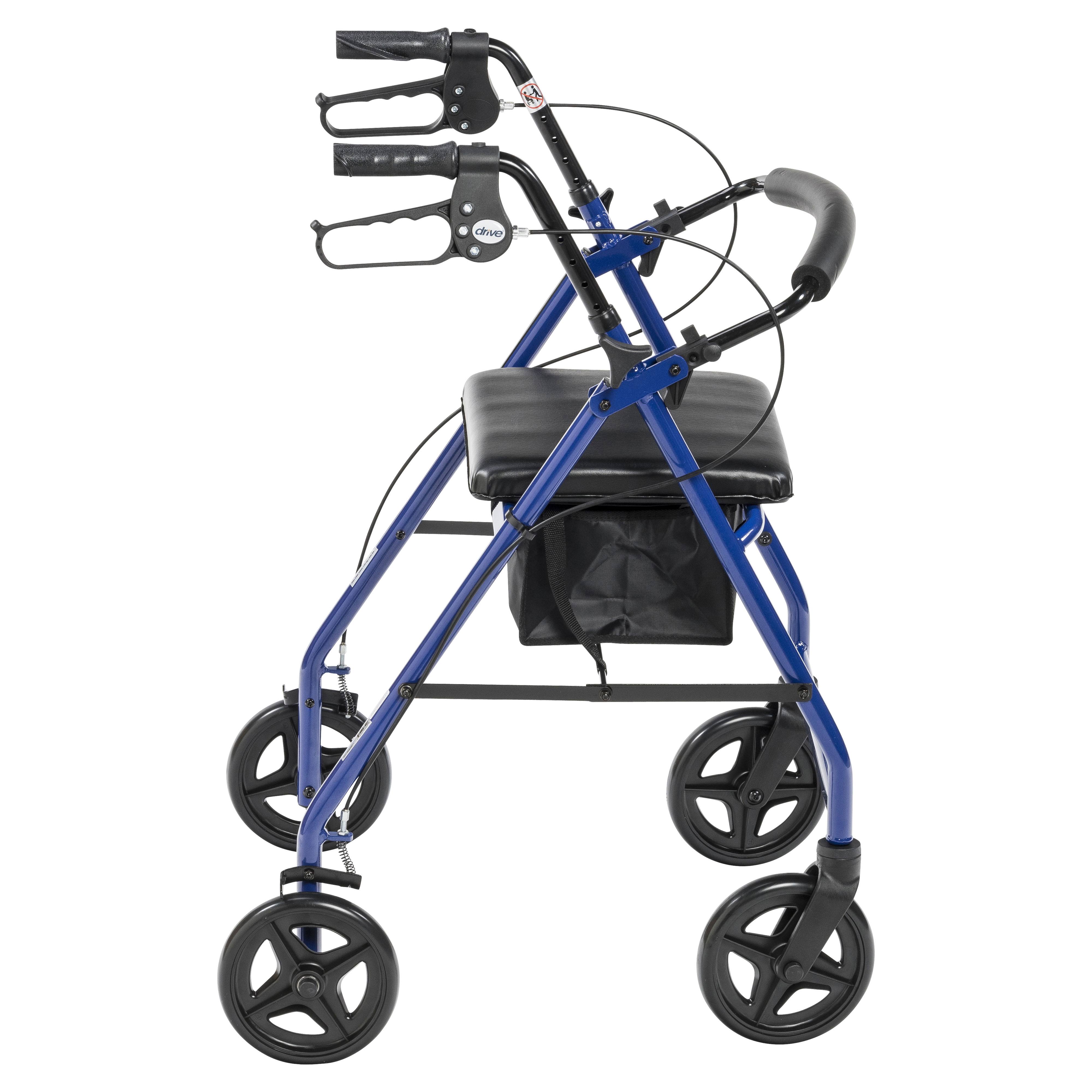 Drive Medical Aluminum Rollator with Fold Up and Removable Back Support and Padded Seat Blue