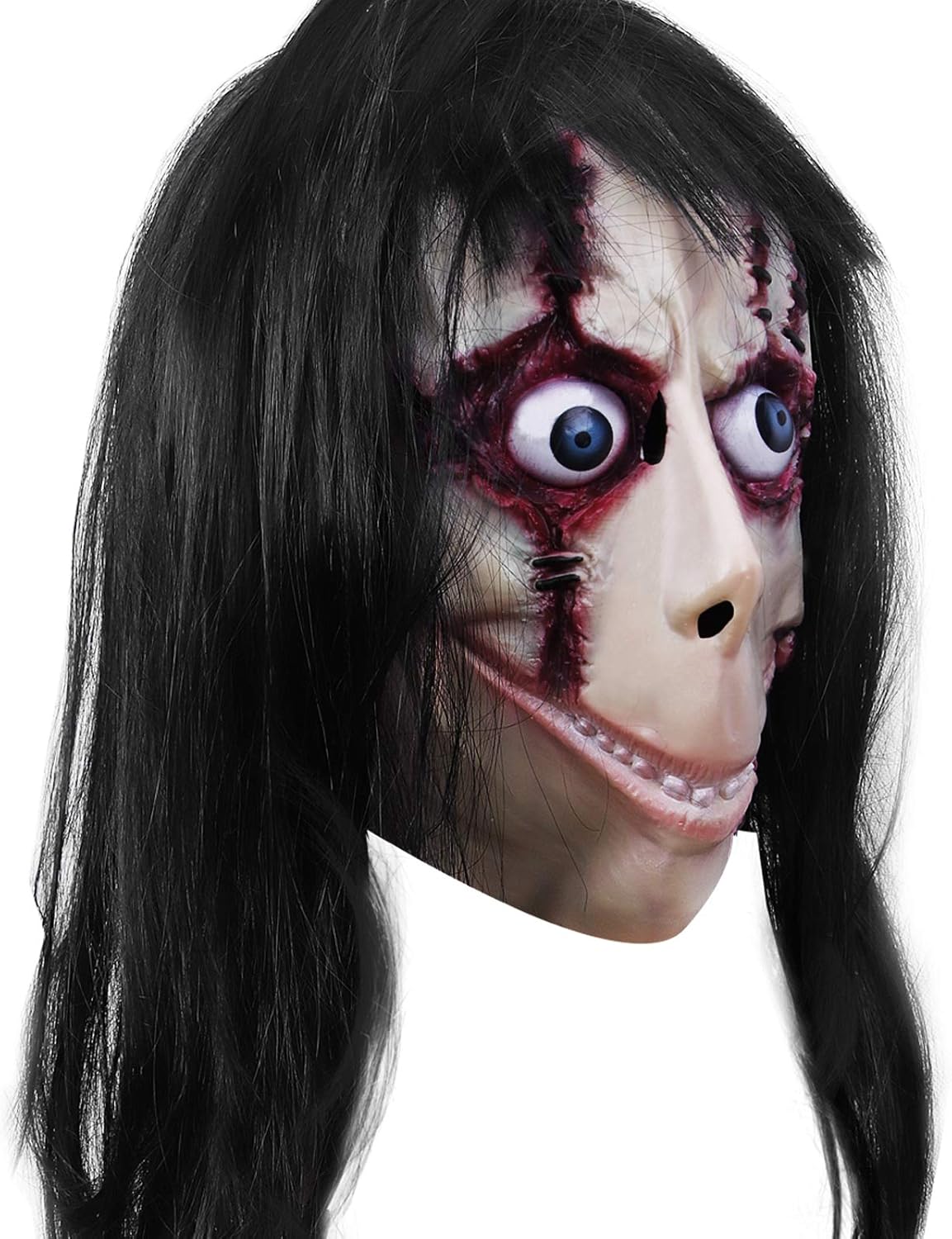 Molezu Horror Devil Mask with Long Hair,Scary Challenge Games Evil Costume Halloween Creepy Cosplay Party Decoration Props&hellip;