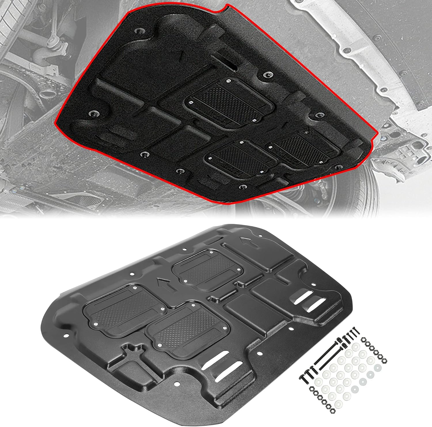 Kojem Under Engine Splash Shield Guard Mudguard Compatible with 2016-2020 Honda Civic Pack of 2