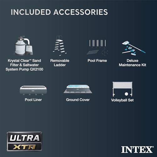 Intex 18' x 9' x 52" Ultra XTR Rectangular Frame Swimming Pool Set with Pump - Above Ground Backyard Large Rectangle Pool with 45-Inch Deep Water