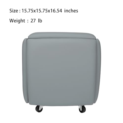 5 in 1 Nesting Ottoman Cube Chair, Stackable Stools, Leather Square Ottoman Bench, Foot Stool with Wheels for Living Room,Dining Room 15.75x15.75x16.54 inches