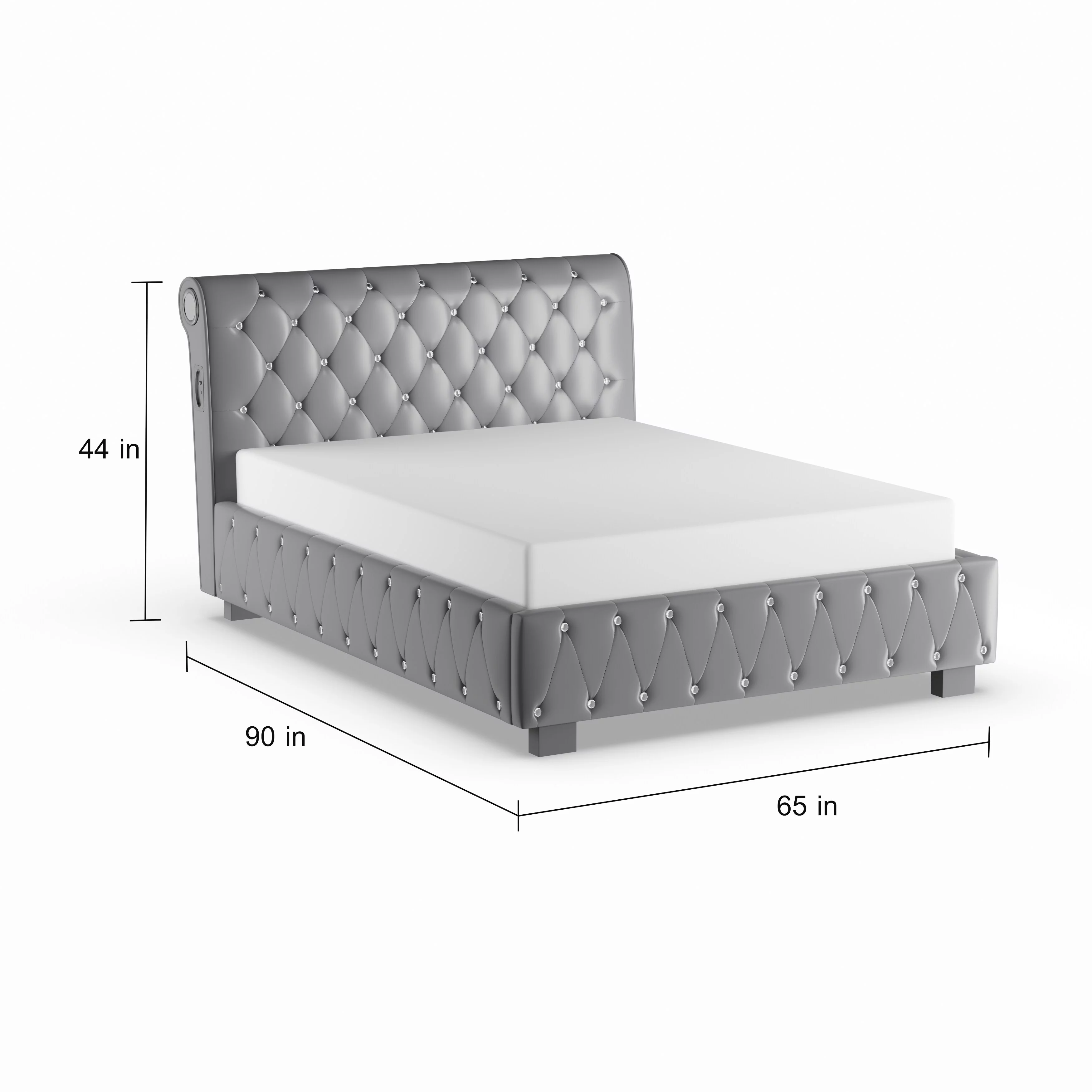 Furniture of America  Emmaline Modern Silver Upholstered Platform Bed Silver Eastern King