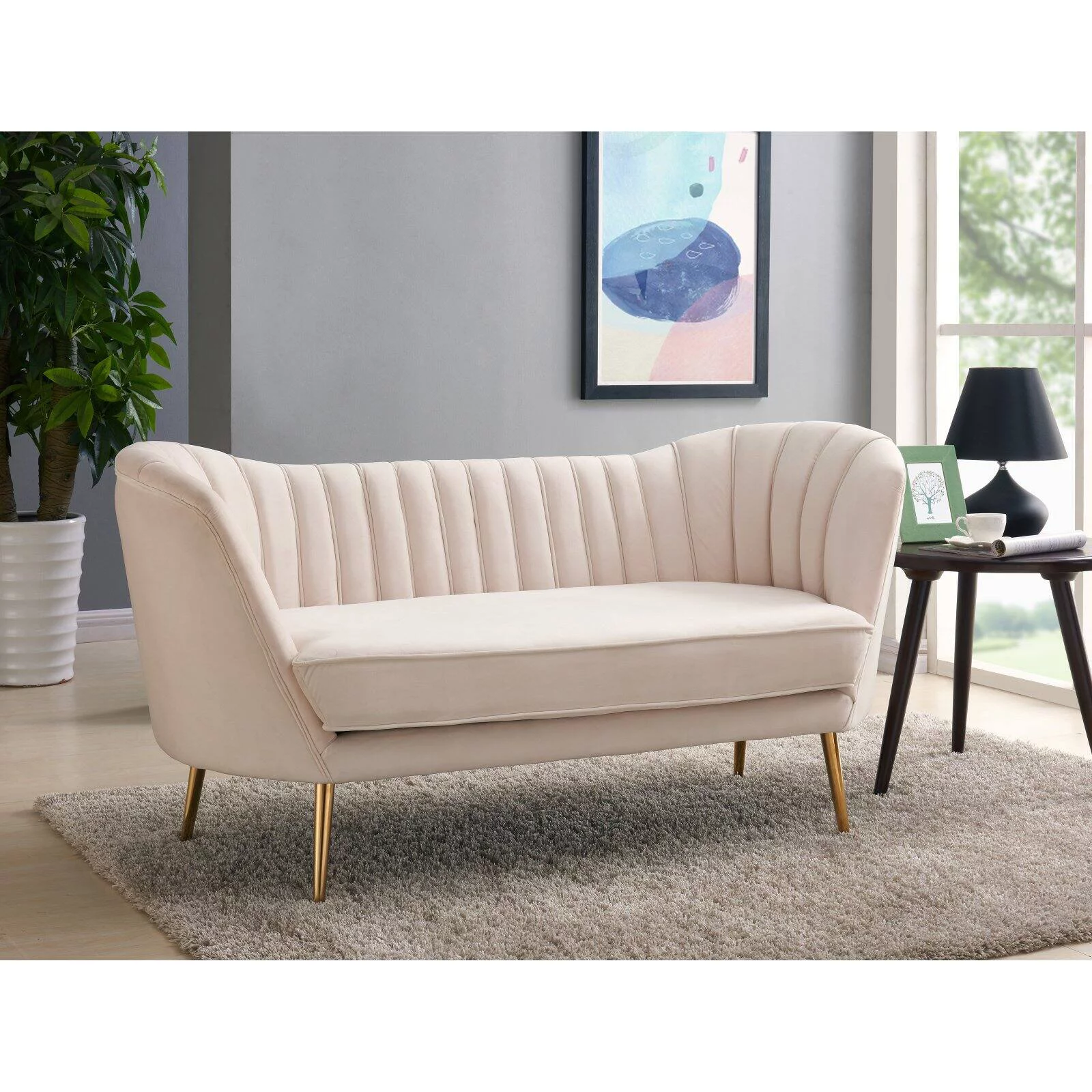Meridian Furniture Margo Cream Velvet Loveseat