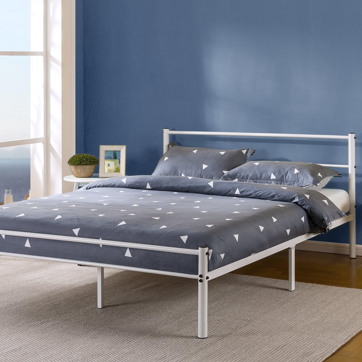 Zinus Geraldine 12 inch Black Metal Platform Bed Frame with Headboard and Footboard / Premium Steel Slat Support / Mattress Foundation, Twin