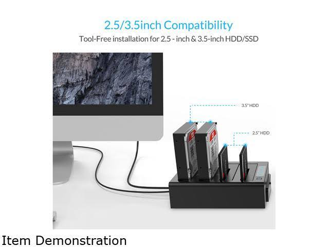 ORICO 4 Bay USB 3.0 SATA Hard Drive Docking Station/Duplicator for 2.5 inch u0026 3.5 inch HDD -Black (6648US3-C-V1)