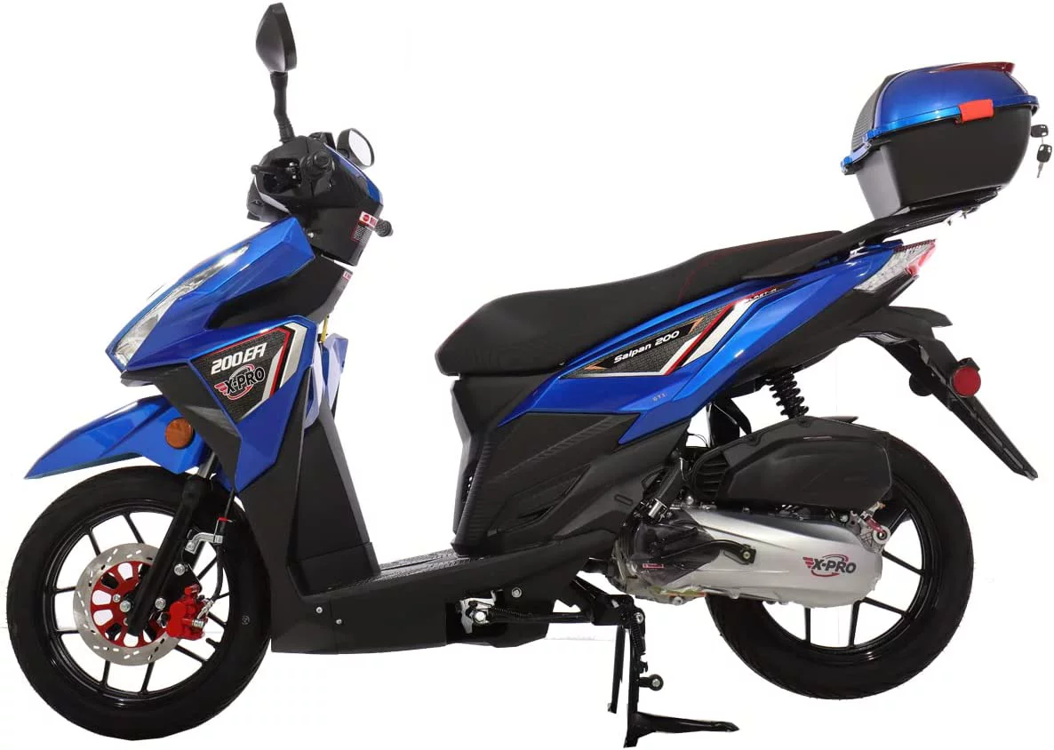 X-Pro Brand New 200cc EFI Gas Moped Scooter with Cvt Transmission, 14" Alloy Wheels, Assembled in Create
