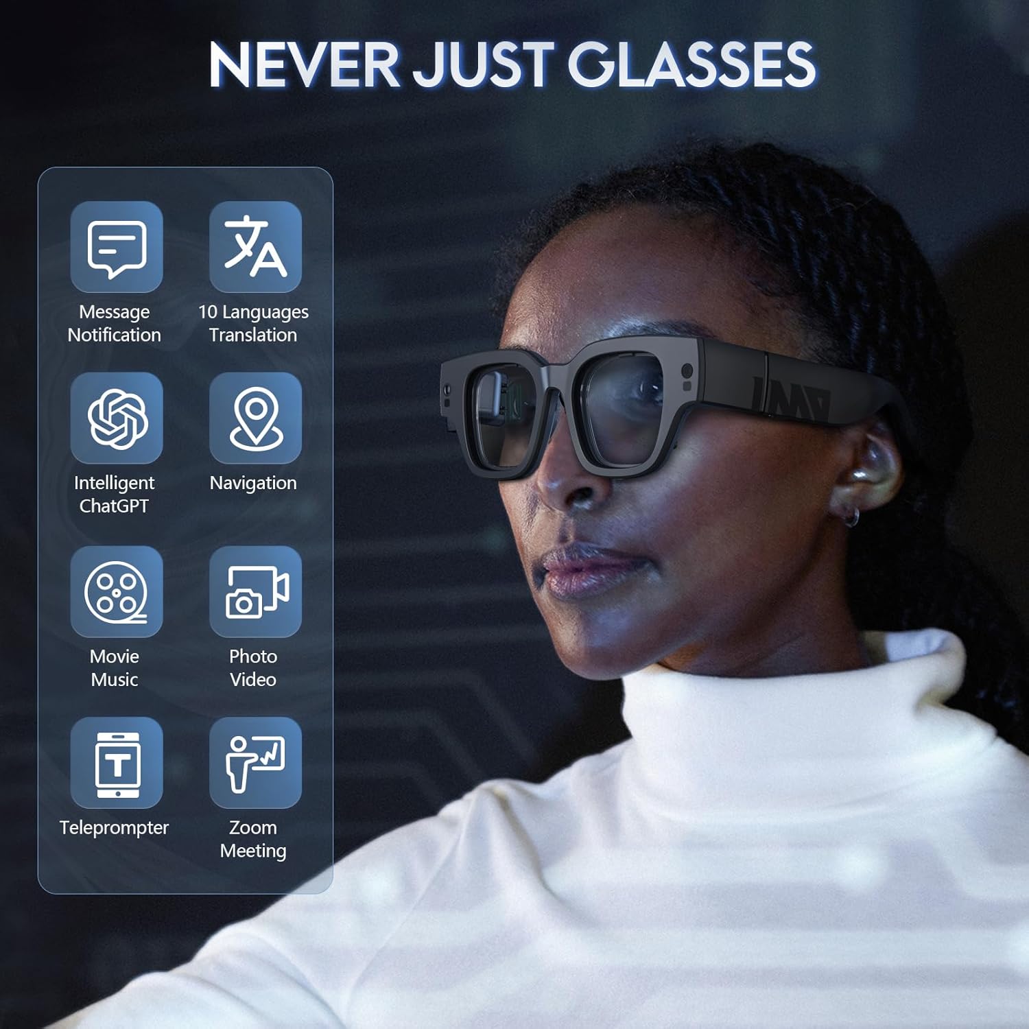 inmo Air 2 AR Glasses Wireless, Smart ChatGPT AR Glasses with 1080P Micro-OLED Virtual Theater, Augmented Reality Glasses with Camera,10 Languages Translation,Watching Movies,Phone Calls,Teleprompter