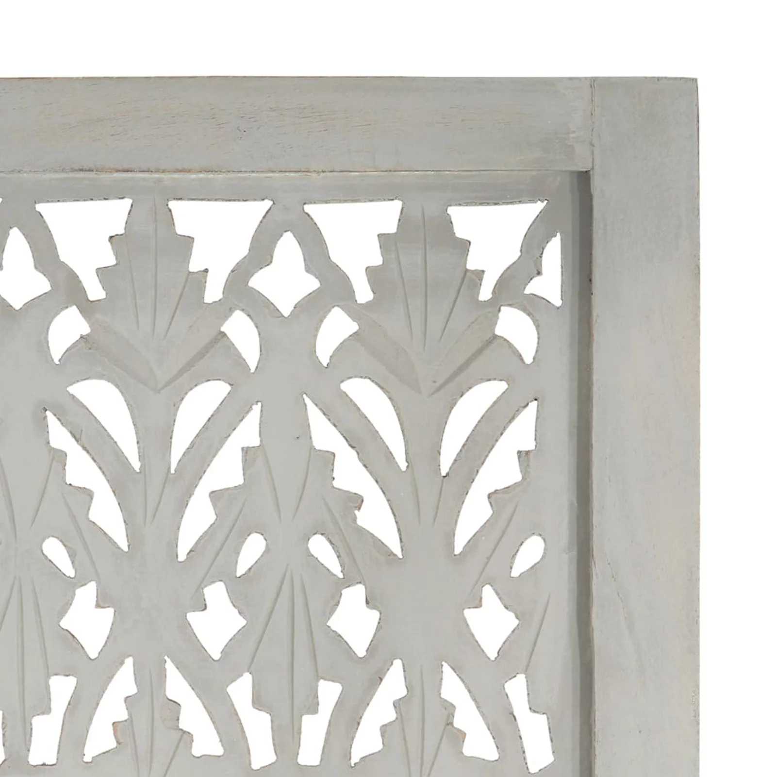 Dcenta Hand Carved 5-Panel Room Divider Wooden Room Partition Panel Mango Wood Folding Screen Gray for Bedroom, Bathroom, Living Room, Kitchen, Home Furniture 78.7in x 65in (W x H)