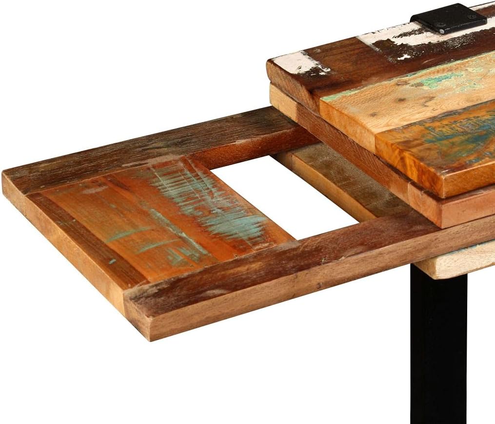 Retro Style Console Table Length-Adjustable Side Table Dining Table Furniture for Living Room Dining Room Hallway (57.1"-70.9") x 11.8" x 29.9" Solid Reclaimed Wood + Cast Iron