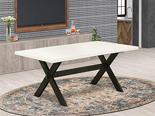 East West Furniture X-Style Mid-Century Modern Dining Rectangle Kitchen Table Top with Stylish Legs, 40x72 Inch, XT777