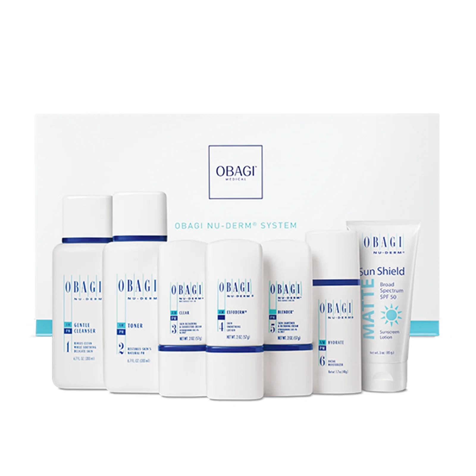 Obagi Nu-Derm Fx Complete Skincare System for Normal To Dry Skin, 7 Piece Skin Brightening System