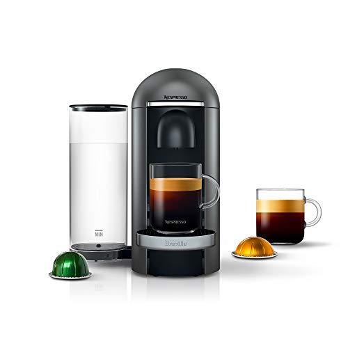 Nespresso VertuoPlus Deluxe Coffee and Espresso Machine by Breville with Milk Frother, Titan