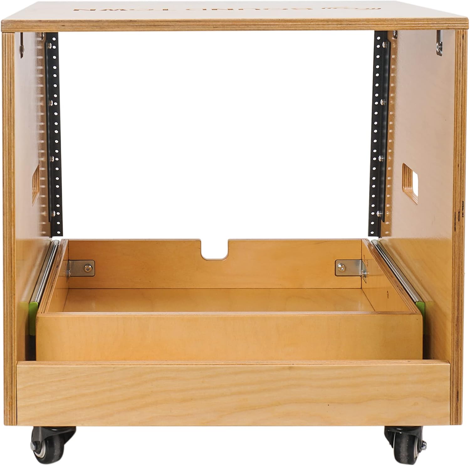 Sound Town 12U DIY Slanted Studio Rack with 12U Rack Space, Extra 2U Drawer, Plywood, Rubber Feet, Casters, Weathered Gray (SDRK-12TBD2)