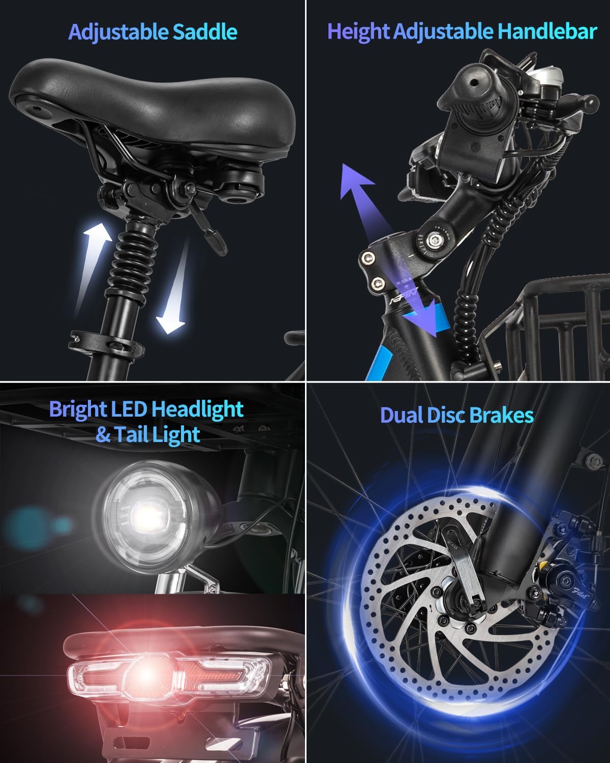 Folding Electric Bike for Adults, 2000/1500/1000W Brushless Motor Ebike,30/37MPH,15/20AH Removable Battery, Fat Tire Mountain Ebike with Disc Brake, Shamano 7 Speed