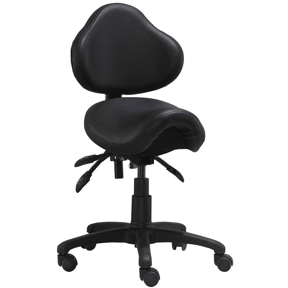 ES Ergonomic Rolling Saddle Stool with Adjustable Height and Backrest