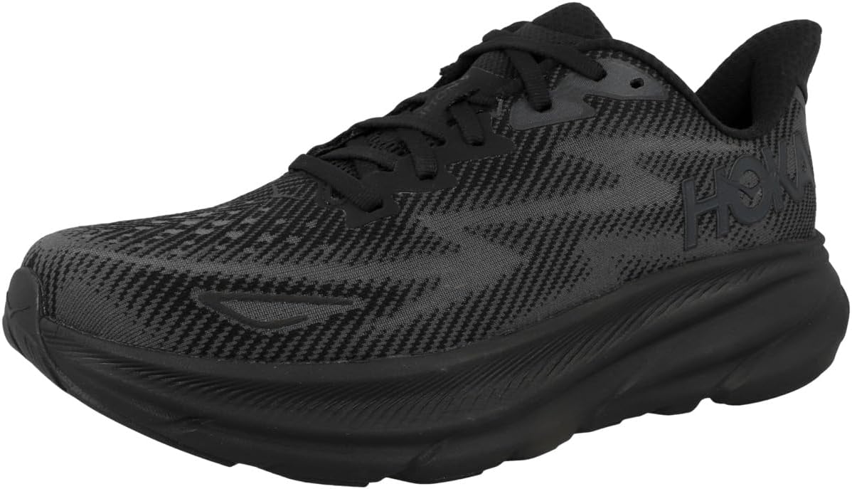 Hoka Men's Clifton 9 Sneaker, Black/Black, 10