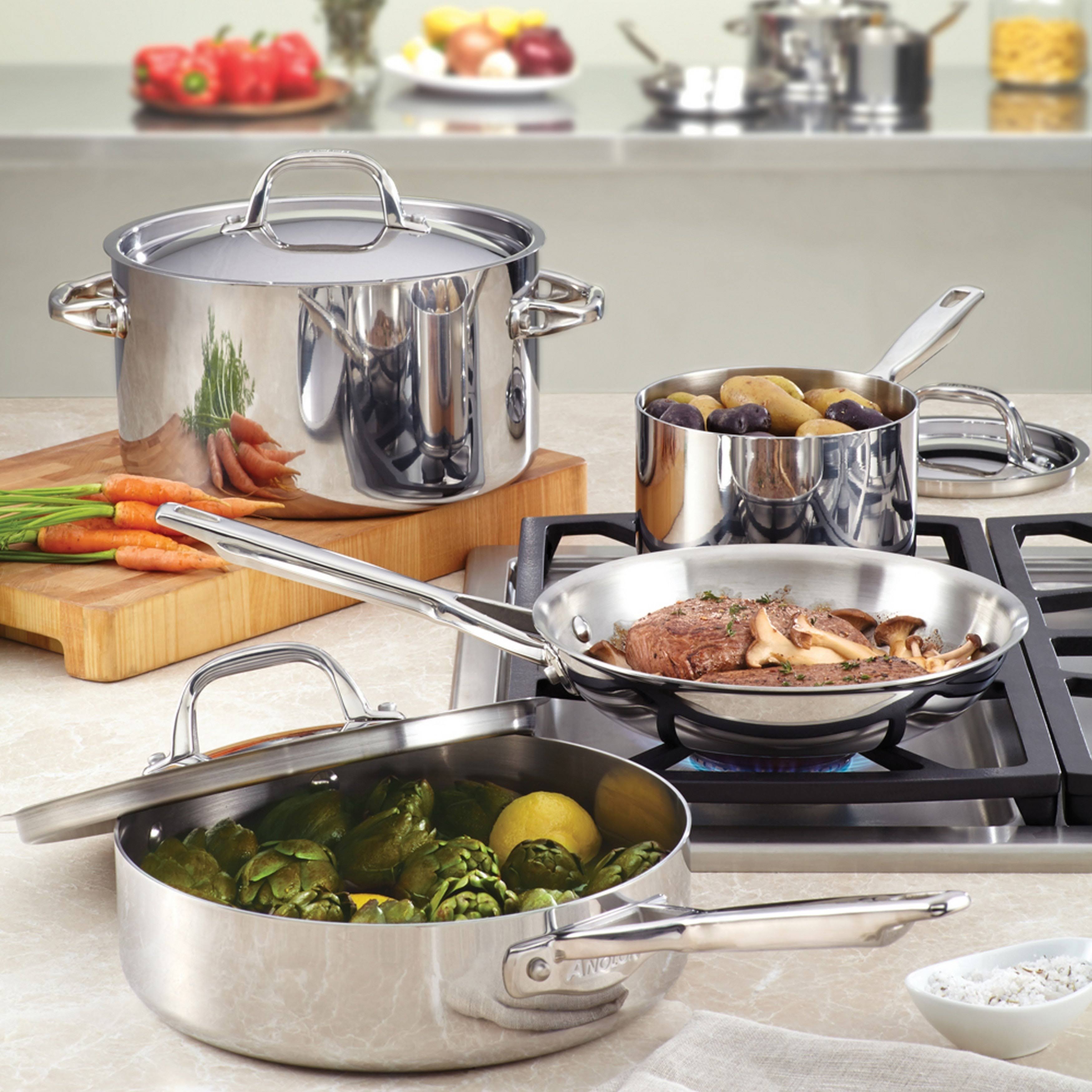 Anolon 5-Qt. Stainless Steel Tri-Ply Clad Covered Dutch Oven