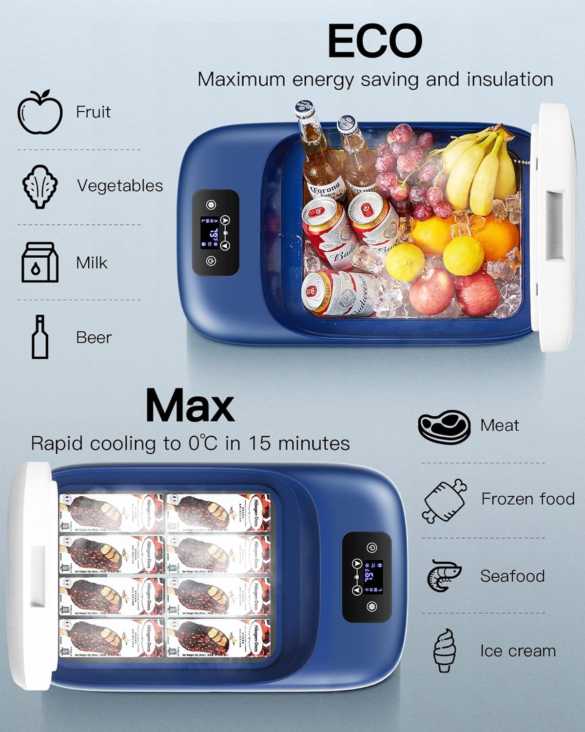 AAOBOSI 12 Volt Car Refrigerator Freezer 27 Quart (25L) RV Portable Refrigerator Freezer APP Control Car Fridge -4℉-68℉ Electric Compressor Cooler 12/24V DC & 100-240V AC for Car, Camping,Truck,RV and Home Use