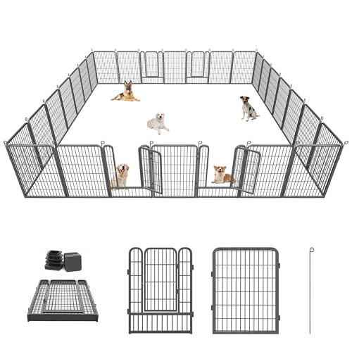 Dog Playpen, 32inch 10 Panels Outdoor Dog Fence Indoor Dog Pen Anti-Rust Pet Puppy Pen Dog Exercise Pen with Lock for Medium Small Dogs, Portable Pet Fence for Yard RV Camping