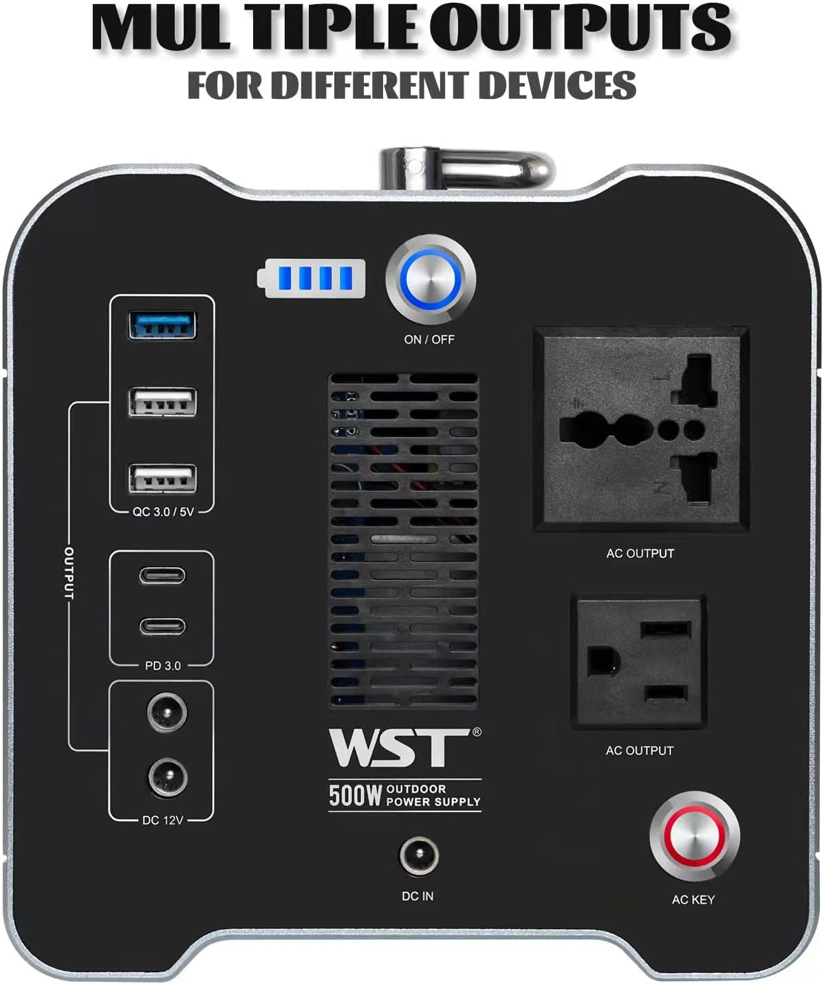Portable Power Station, Energy Storage Power Bank Backup Lithium Battery, 110V/300W Pure Sine Wave AC Outlet, Solar Generator (Solar Panel Not Included) for Outdoors Camping Travel Hunting,Blackout