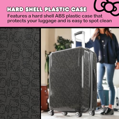 FUL Hello Kitty 29 Inch Rolling Luggage, Hardshell Suitcase with Spinner Wheels, Pink