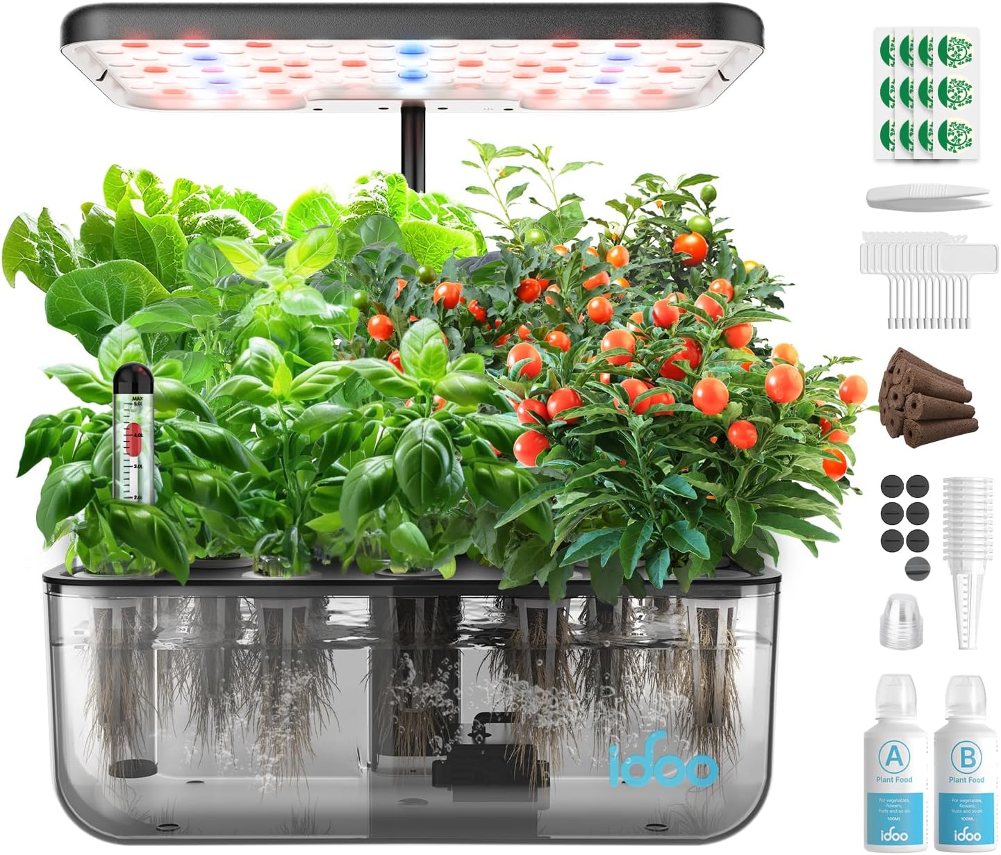 iDOO Hydroponics Growing System Kit, Gifts for Mom, 12Pods Herb Garden with LED Grow Light, Indoor Plants Garden Tool for Home Kitchen School, Healthy Food for Vegan, Kids, Good for Mental Health