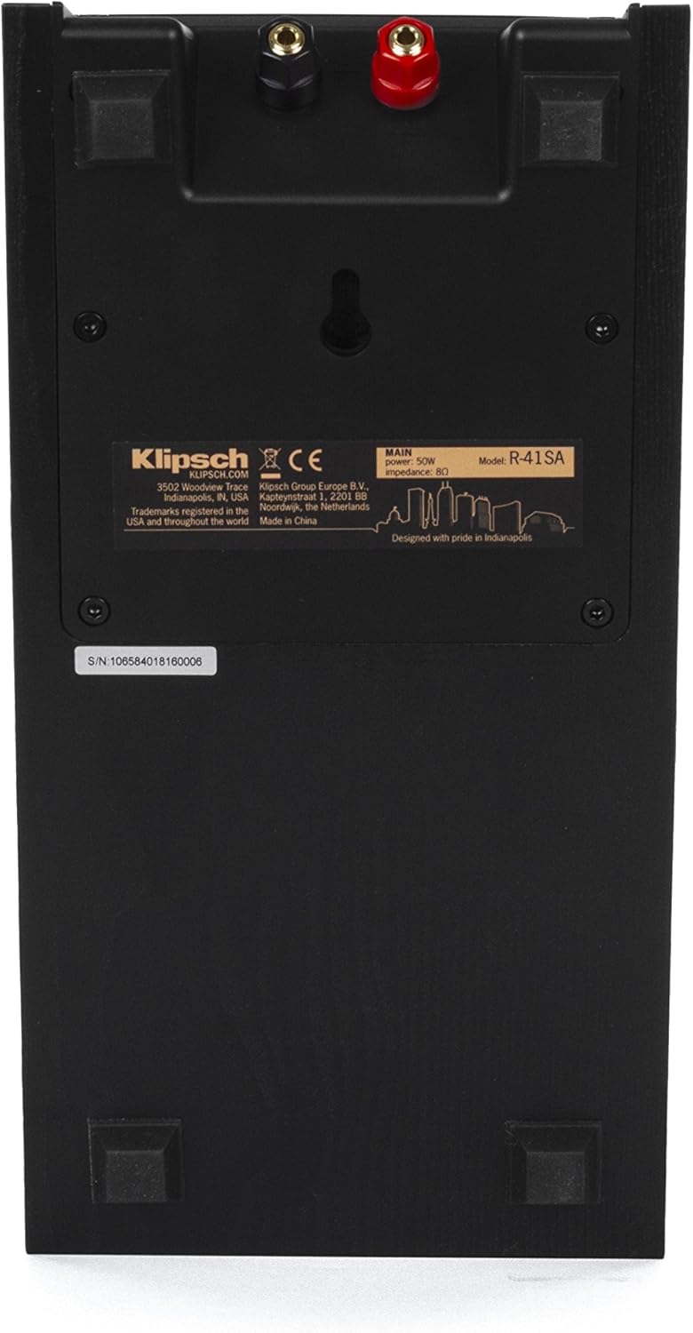 Klipsch R-41SA Powerful Detailed Home Speaker Set of 2 Black