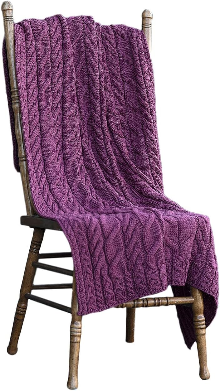 Irish Cable Knit Blanket SuperSoft Merino Wool Throw Made in Ireland 40 x 60