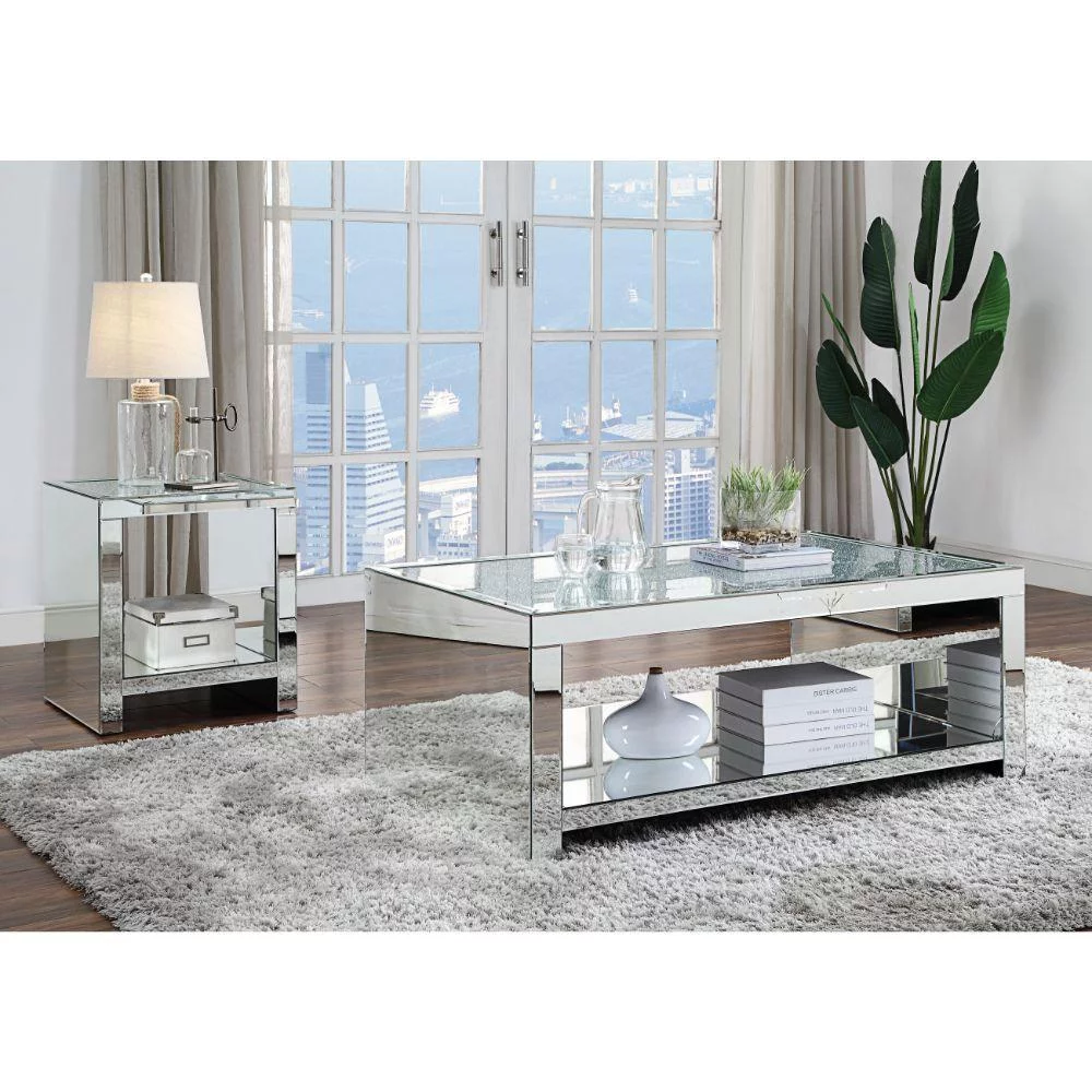 Contemporary Mirrored Coffee Table + 2 End Tables by Acme Malish 83580-3pcs