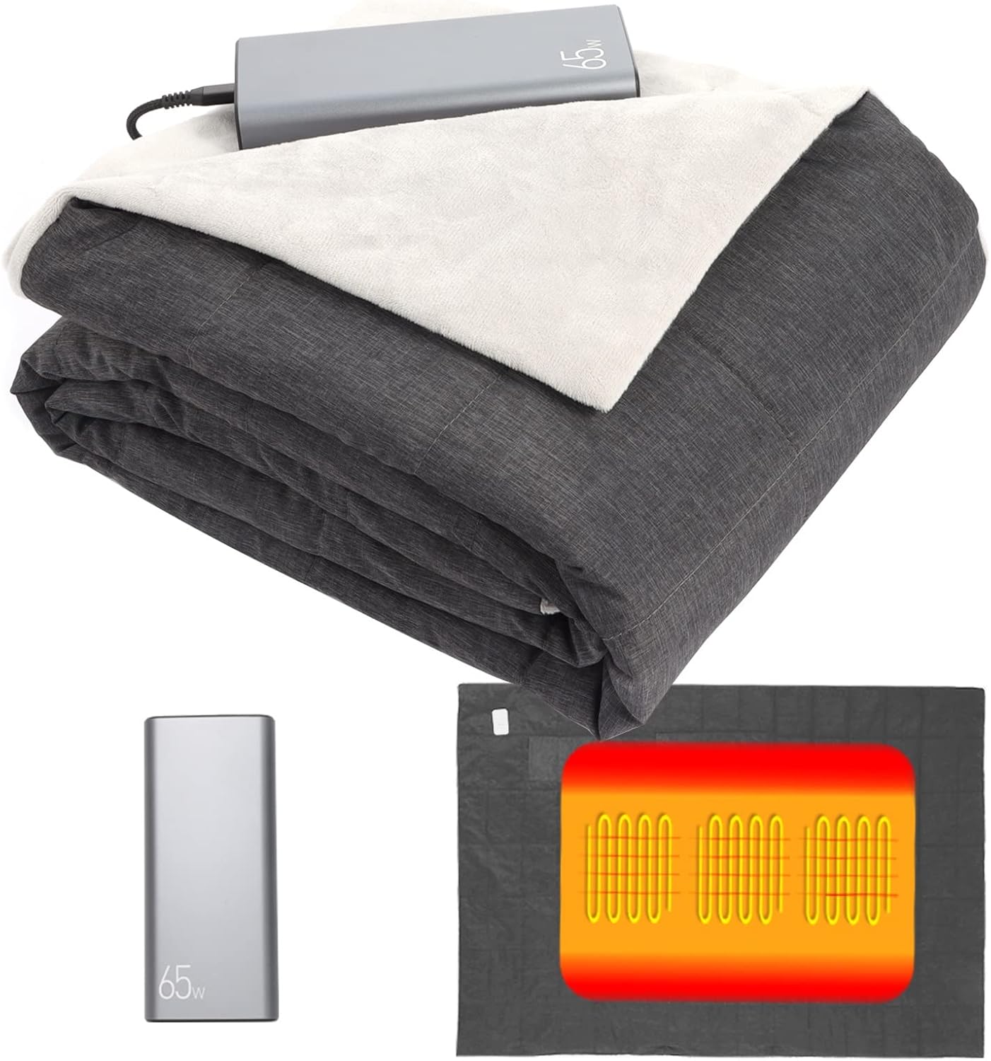 Heated Blanket Battery Operated Portable Outdoor USB Heating Blanket 60��x40�� Electric Fleece Throw Blanket with Battery for Adults, Kids,Coldless Warming Throw Blanket for Cold Weather Camping