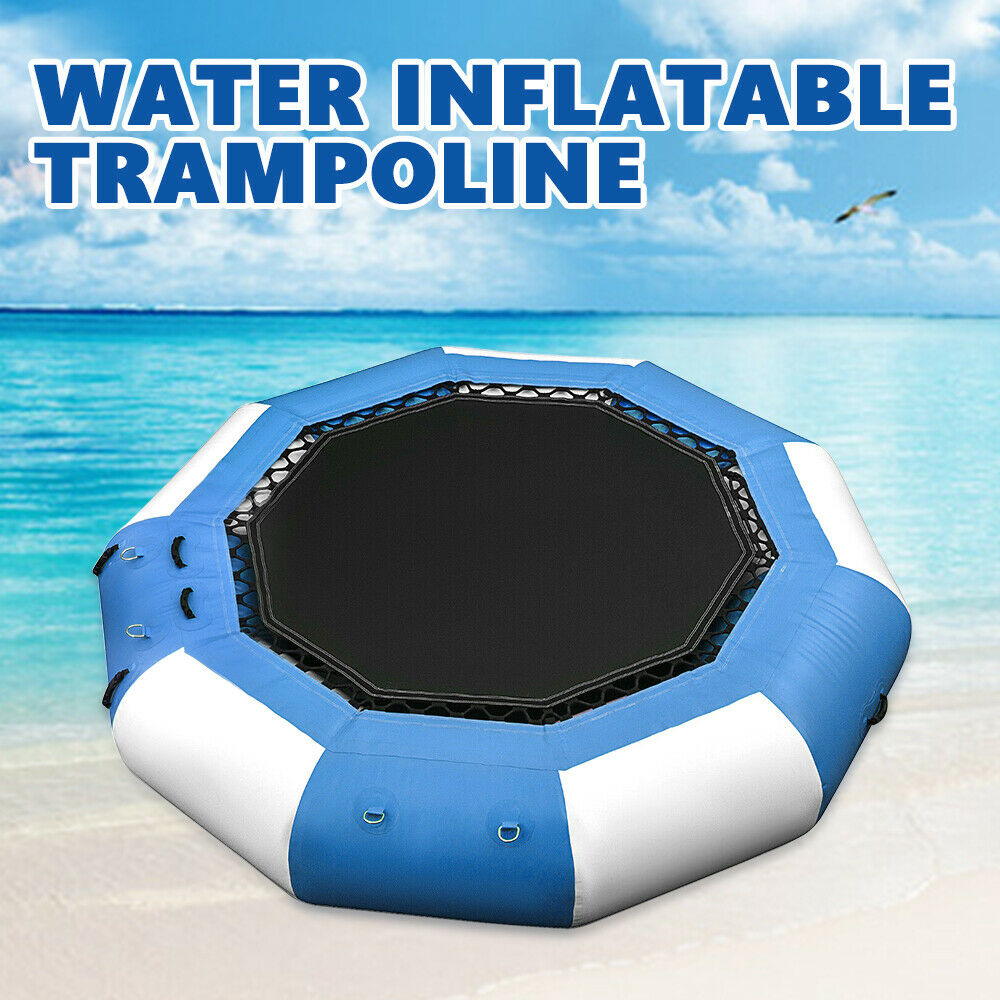 Oukaning 17Ft Inflatable Water Trampoline Bouncer Jump Float Swimming Pool Beach Ring Platform Jump Floated 400kg/ 880lb