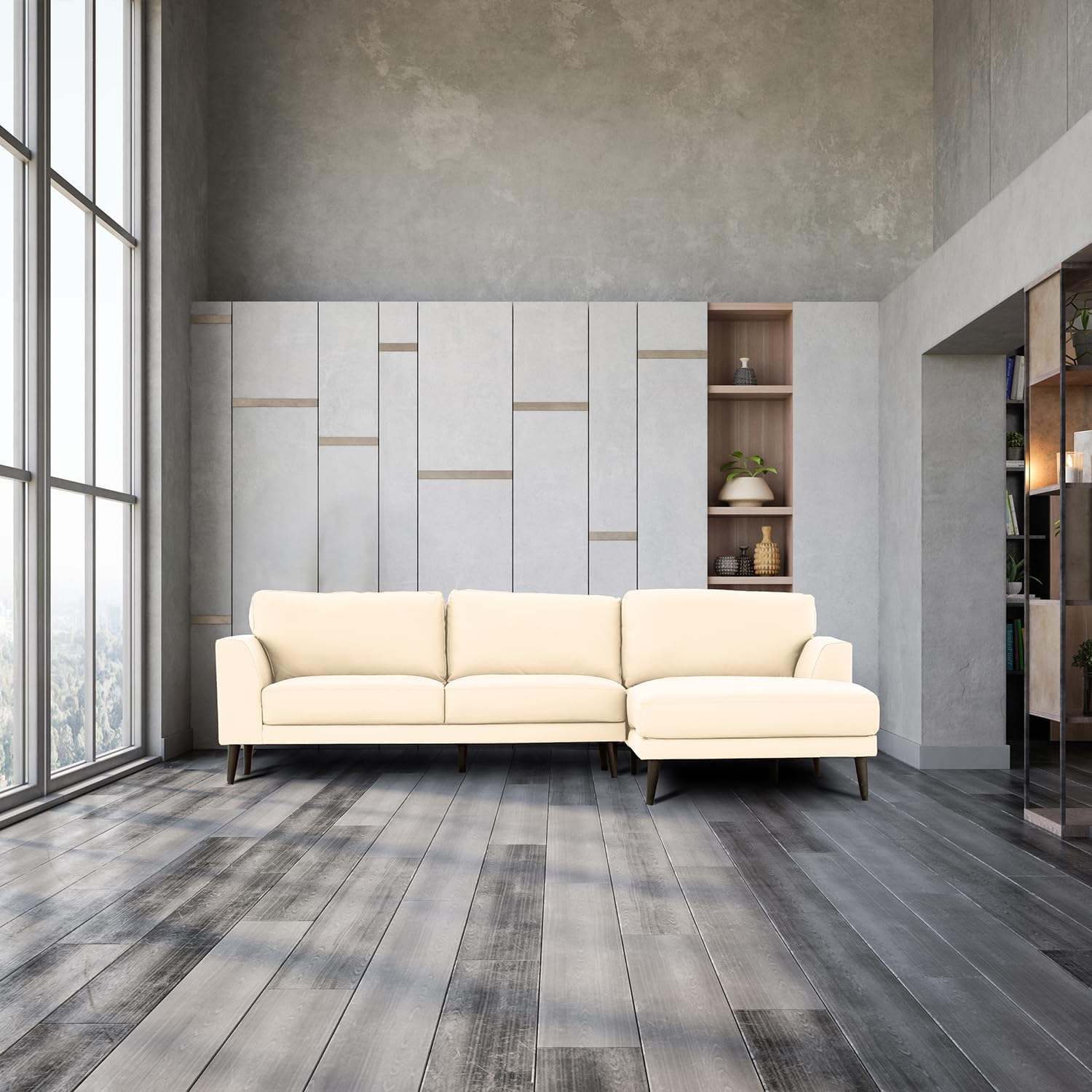 Alta Cream Top Grain Leather Right Facing Sectional