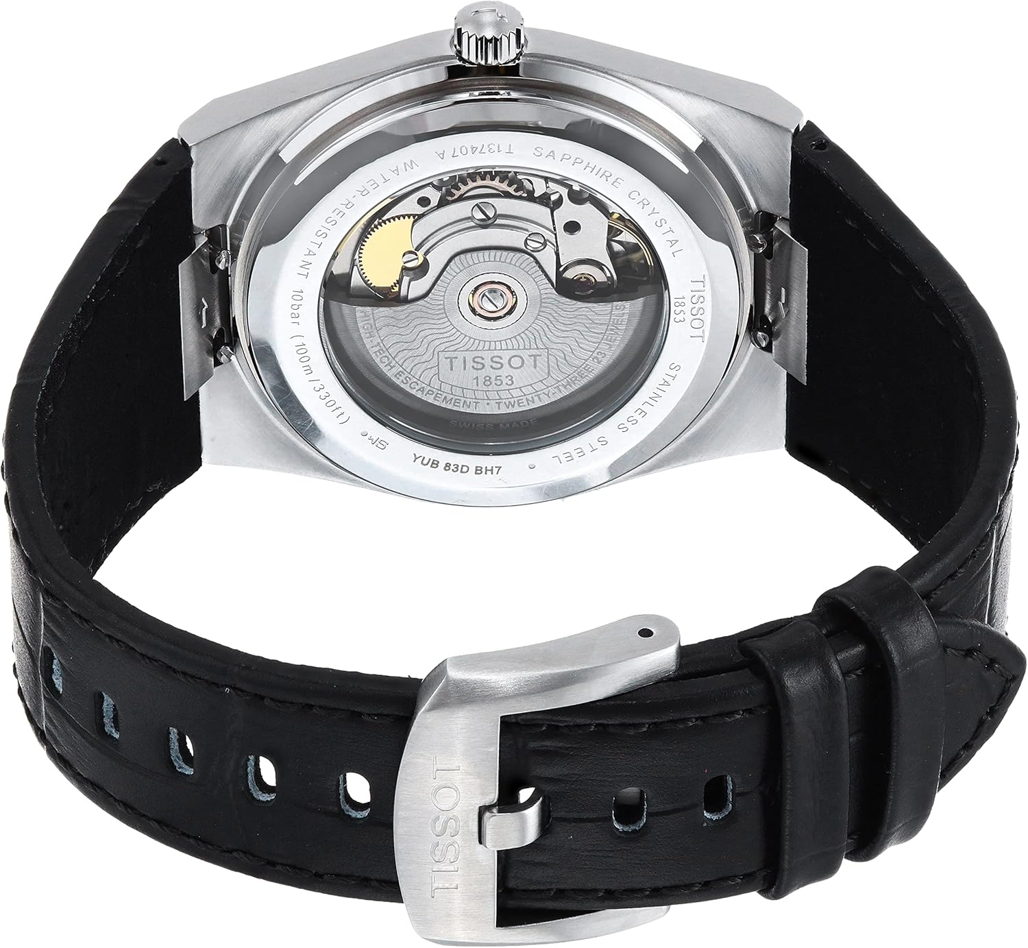 Tissot Mens PRX Powermatic 80 316L Stainless Steel case Automatic Watch, Black, Leather, 12 (T1374071605100)
