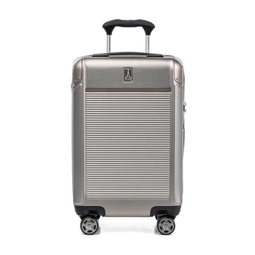 Travelpro Platinum Elite Hardside Expandable Carry on Luggage, 8 Wheel Spinner, TSA Lock, Hard Shell Polycarbonate Suitcase, Metallic Sand, Compact Carry on 20-Inch