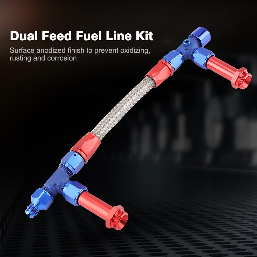 Holley 4150 Dual Feed Line-4150 Braided Dual Feed Fuel Line Kit Fuel Rail Carburetor Carb Joint for 4150 Carbide Based W / AN6 Adapter Aluminum Universal Pack of 2