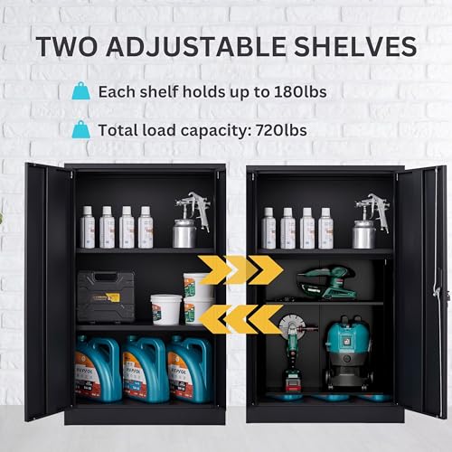 Metal Garage Storage Cabinet, Lockable Metal Cabinets with Shelves and Doors, 42" Metal Cabinet with Lock File Cabinets for Office,Garage,Kitchen,Home,School,42" x25.6Wx13.8D