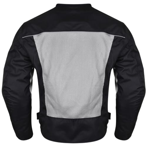 Vance Leather Mens Reflective Mesh & Textile Motorcycle Jacket w/CE Armor & Removable Liner