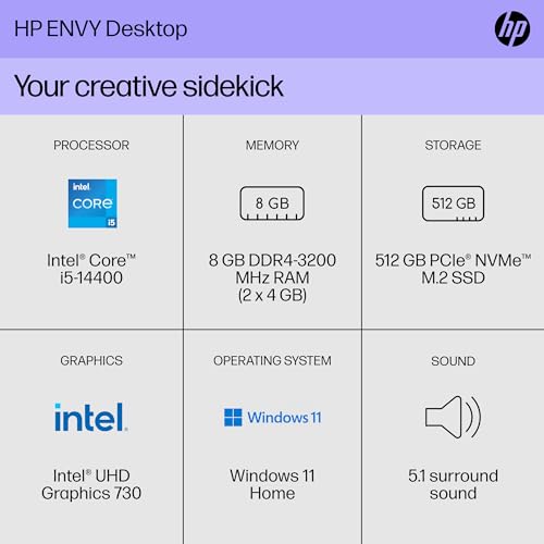HP Envy Desktop, 12th Gen Intel Core i7-12700, 16 GB RAM, 512 GB SSD & 1 TB SATA Hard Drive, Windows 11 Pro, Wi-Fi & Bluetooth, Wired Keyboard & Mouse, Pre-Built PC Tower (TE01-3022, 2022),black