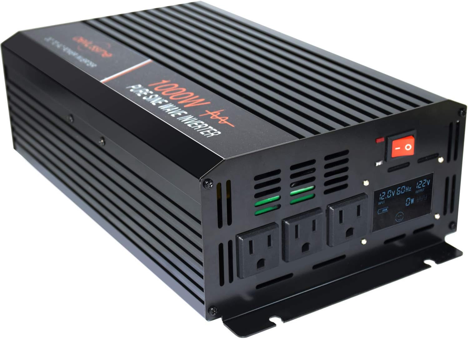 aeliussine Power Inverter 2000W Pure Sine Wave Inverter 12v DC to AC 120v Peak 4000 Watt Converter with LCD Display USB Charge Port for Car RV Boat Solar Power System.