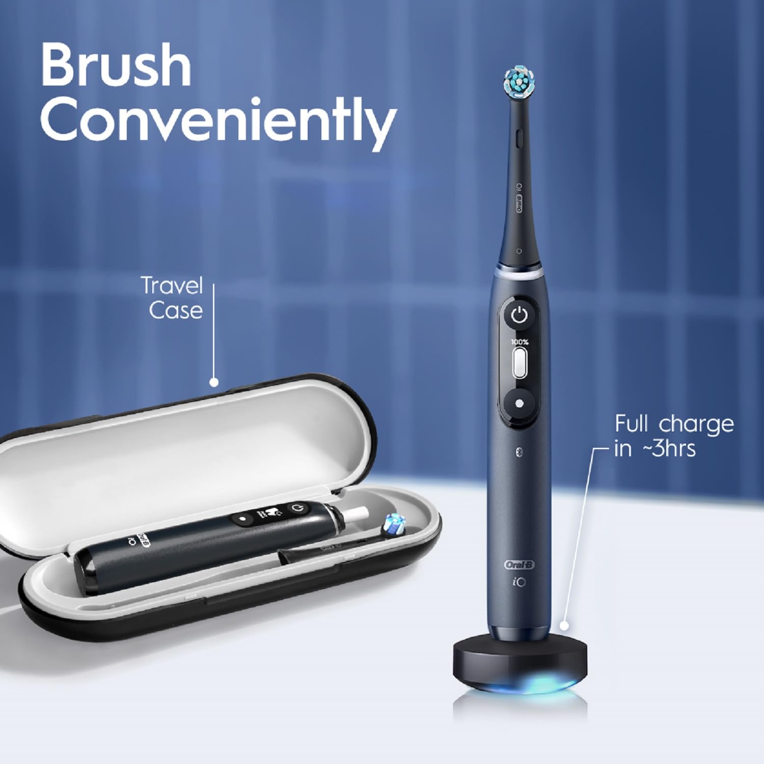 Oral-B iO Series 7 Electric Toothbrush with 5 Replacement Brush Heads, Black Onyx