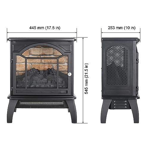 1500W Electric Fireplace,18” Infrared Freestanding 11 Temperature Mode Stove Heater for Indoor Use W/ 3D Realistic Flame,Firewood,Furnace Block Effect Background & Remote,Overheat Safety Protection